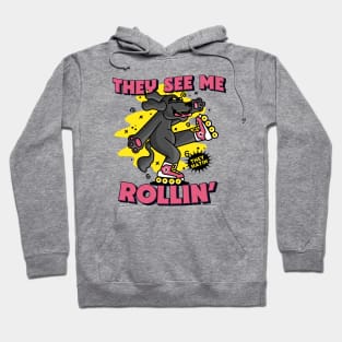 They See Me Rollin, They Hatin // Cute Rollerblading Dog Cartoon Hoodie